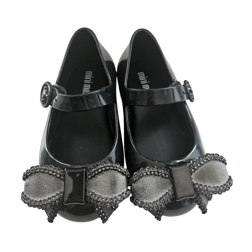 Mini Melissa Black Bow Mary Jane Dress Shoes Size 7